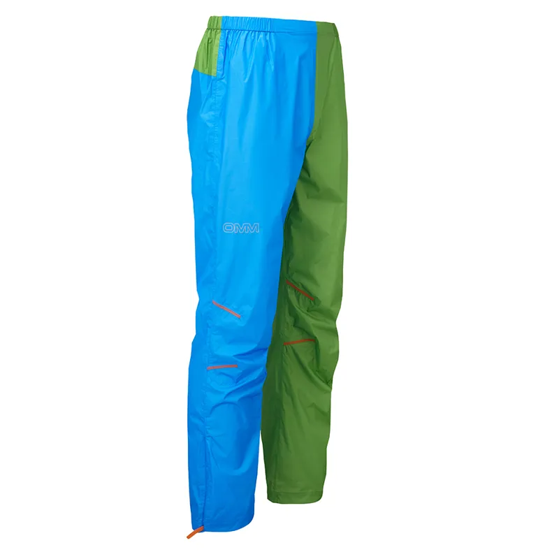OMM Halo Pant Mens Waterproof Running Overtrouser in Green Blue