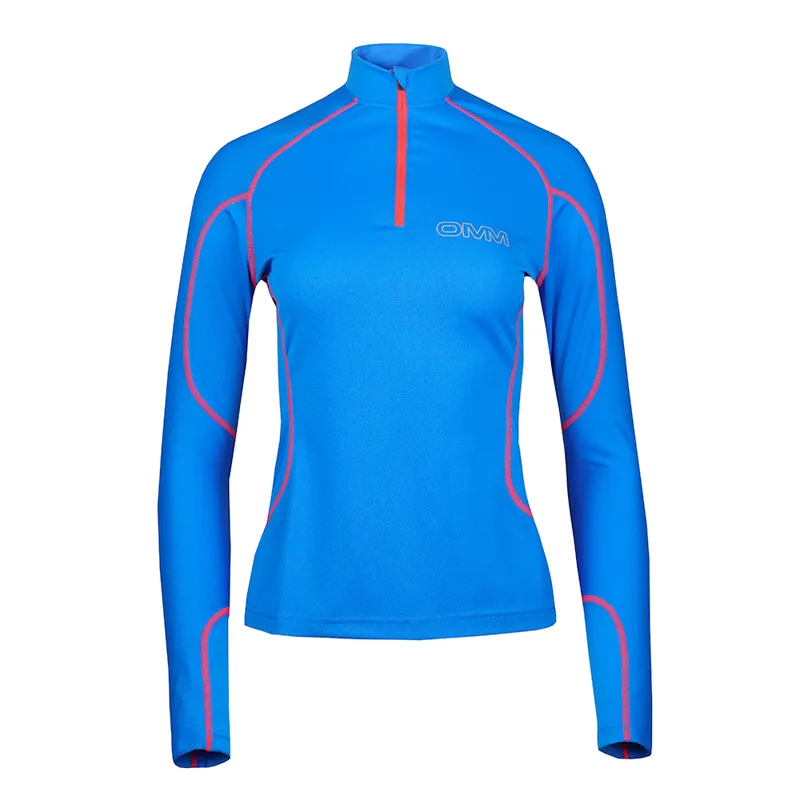 Omm Womens Meridian Zip L/S in Blue Size M