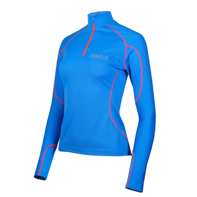 Omm Womens Meridian Zip L/S in Blue Size M-1
