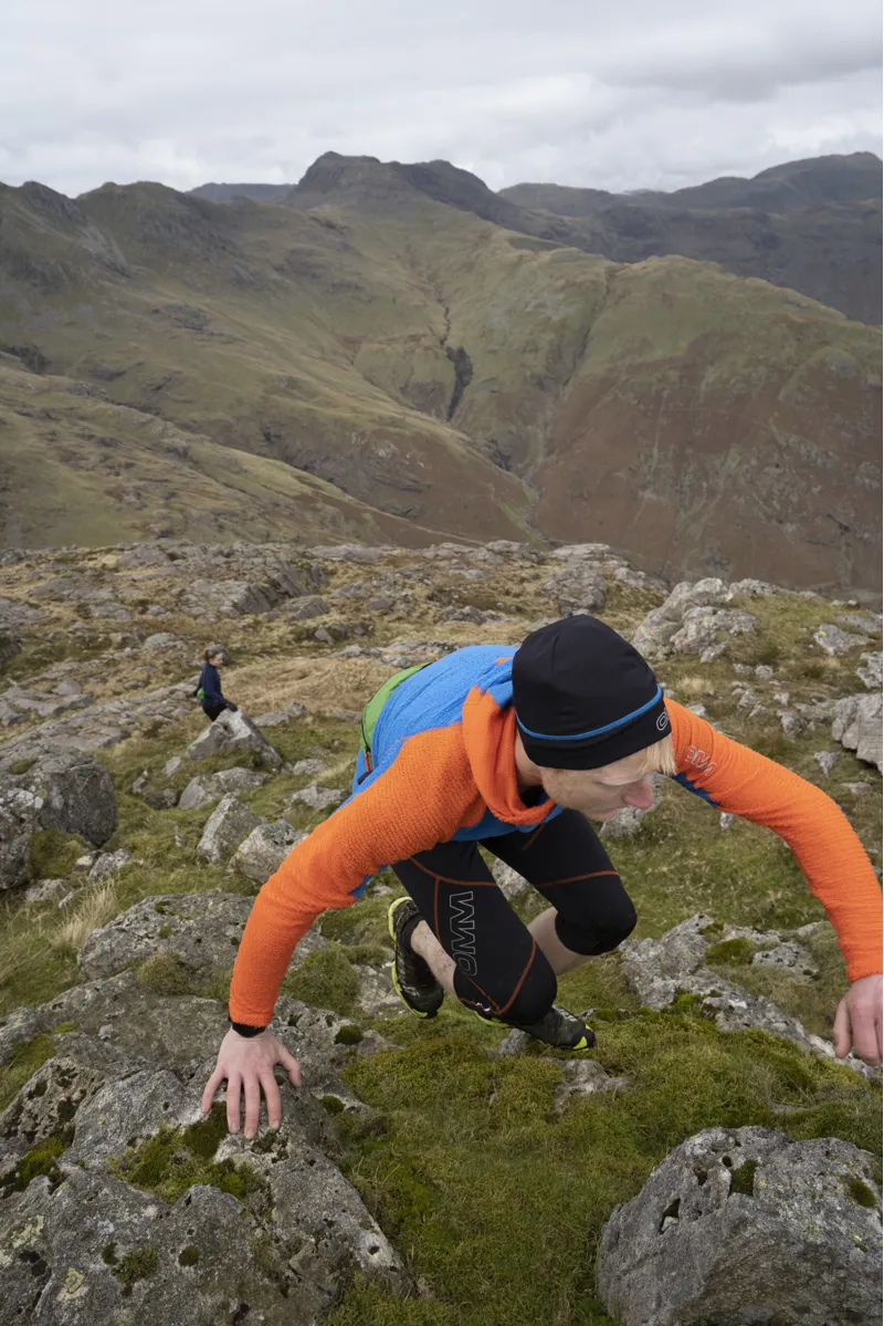 OMM Core Hoodie Men's Thermal Running Top in Blue/Orange-4