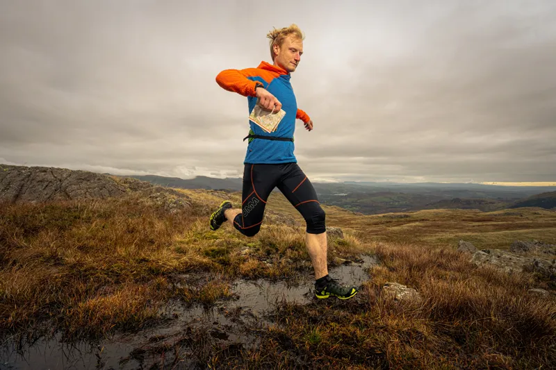 OMM Core Hoodie Men's Thermal Running Top in Blue/Orange-3