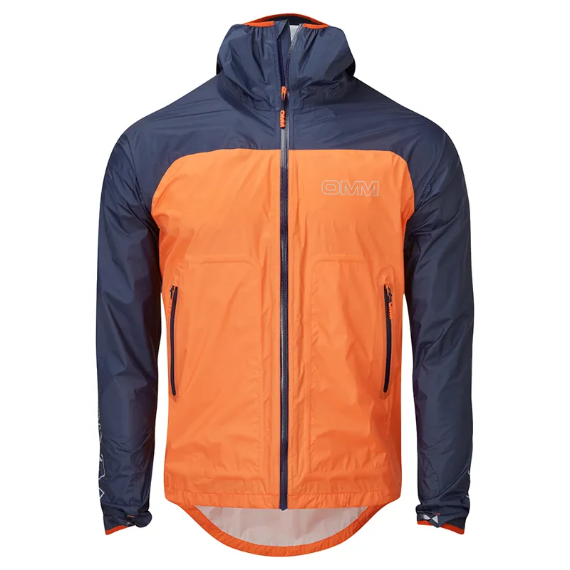 OMM Halo+ Men's Waterproof Running Jacket in Orange/Navy