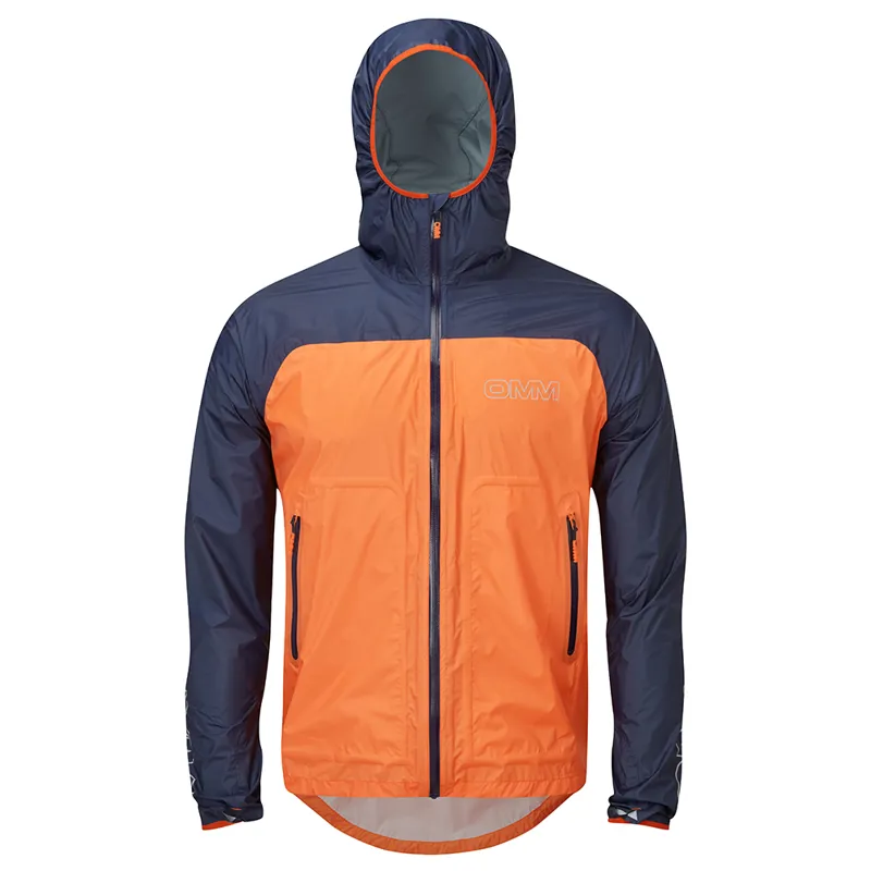 OMM Halo+ Men's Waterproof Running Jacket in Orange/Navy-1