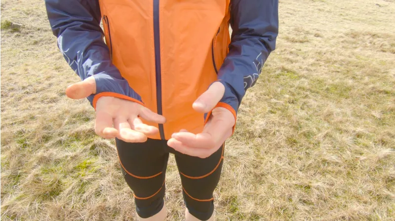 OMM Halo+ Men's Waterproof Running Jacket in Orange/Navy-4