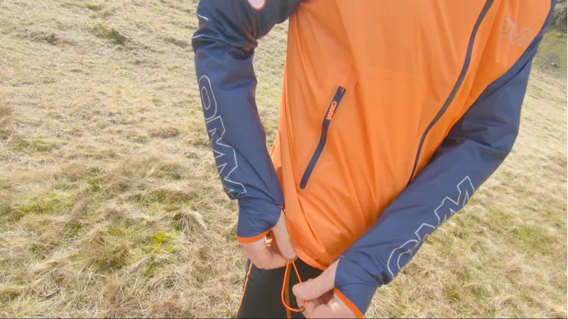 OMM Halo+ Men's Waterproof Running Jacket in Orange/Navy-6