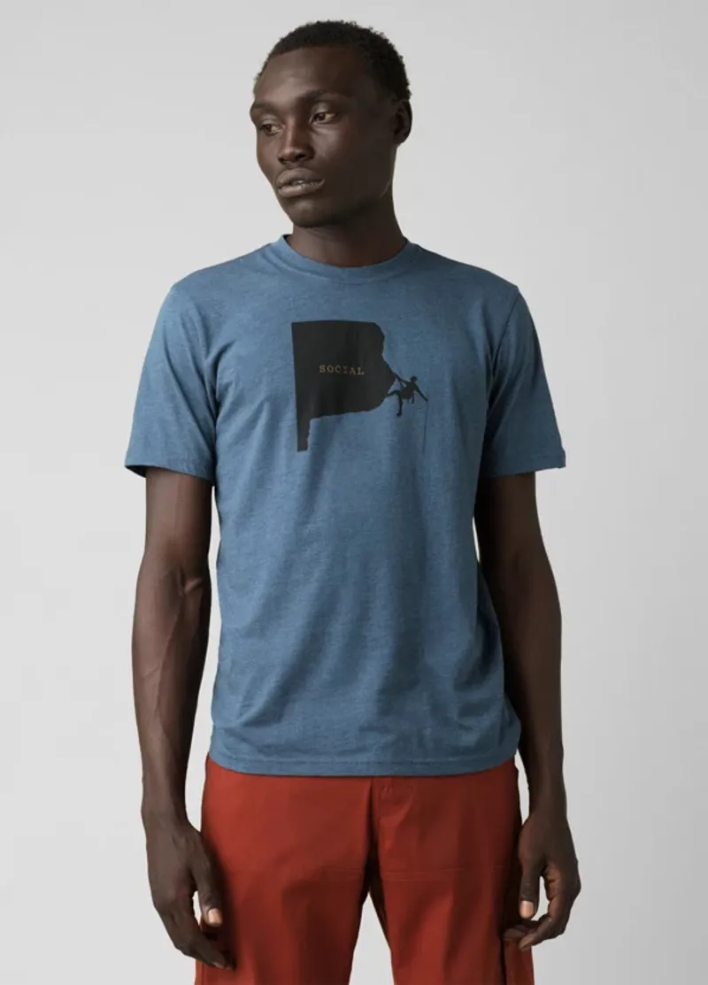 Prana Social Climber Journeyman Mens T-Shirt Denim Heather