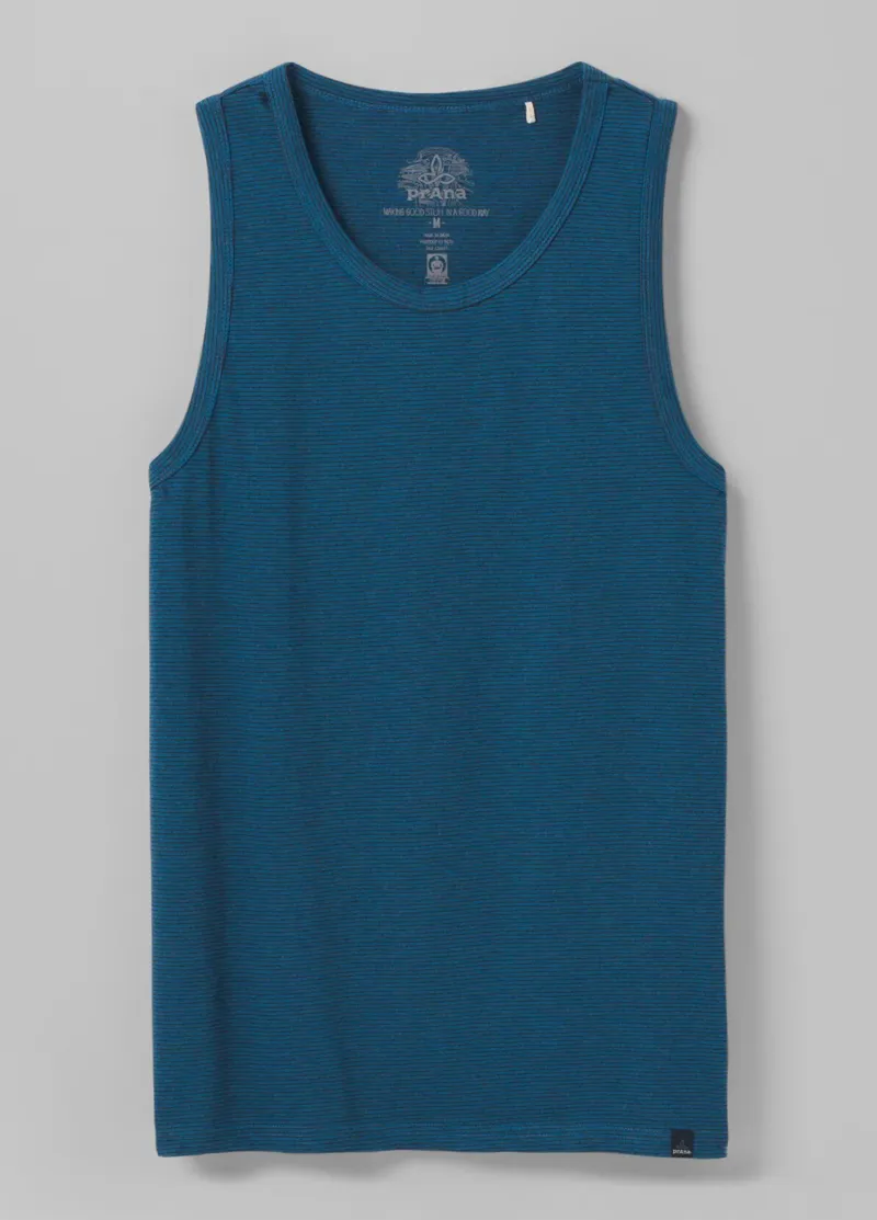 prAna Men's Tank Top in Admiral Heather Stripe
