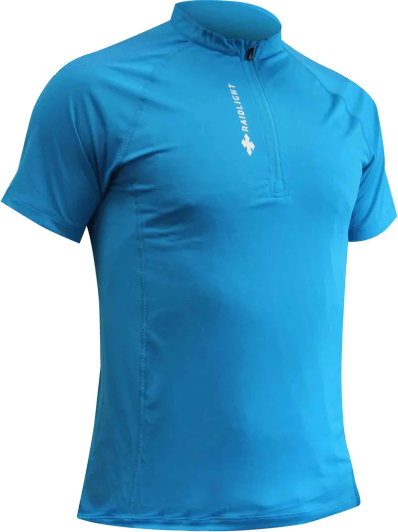 Raidlight Activ Run Short-Sleeve Mid Zip Mens Run T-Shirt Blue