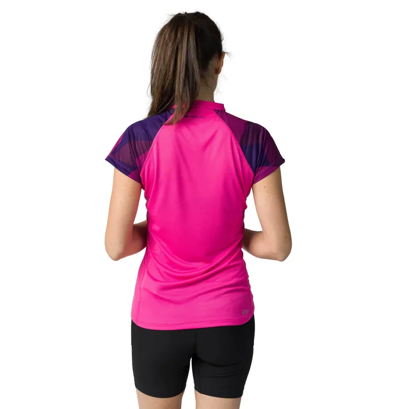 Raidlight Activ Run Short-Sleeve Mid Zip Womens T-Shirt in Pink/Purple-1