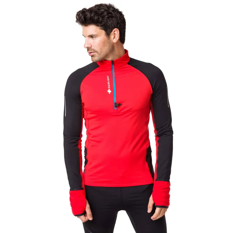 Raidlight Wintertrail Long-Sleeve Mens Running Top in Red/Black-8