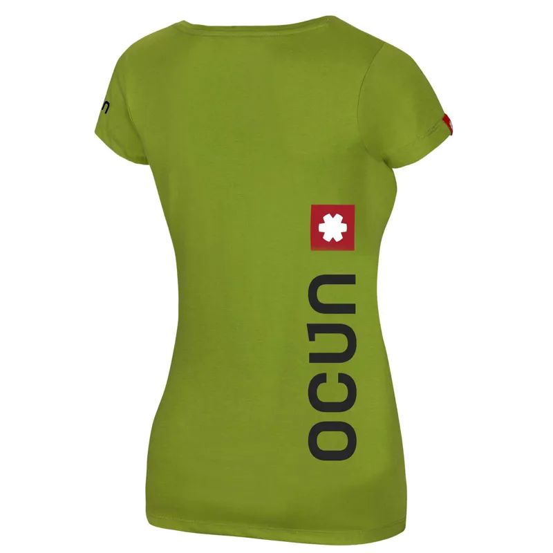 Ocun Logo Womens Climbing T-Shirt in Pond Green-1