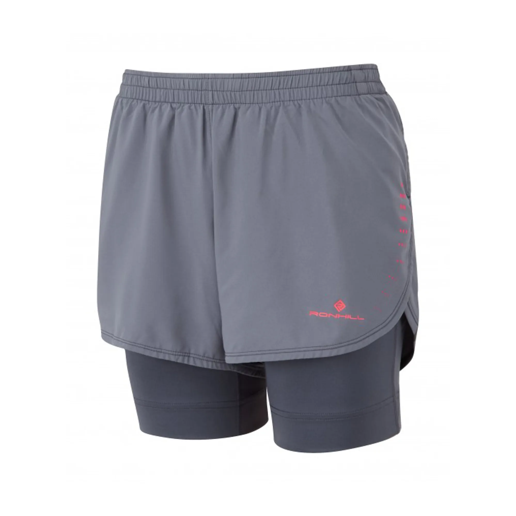 Ronhill Womens Infinity Marathon Twin Short Charcoal/Hot Pink