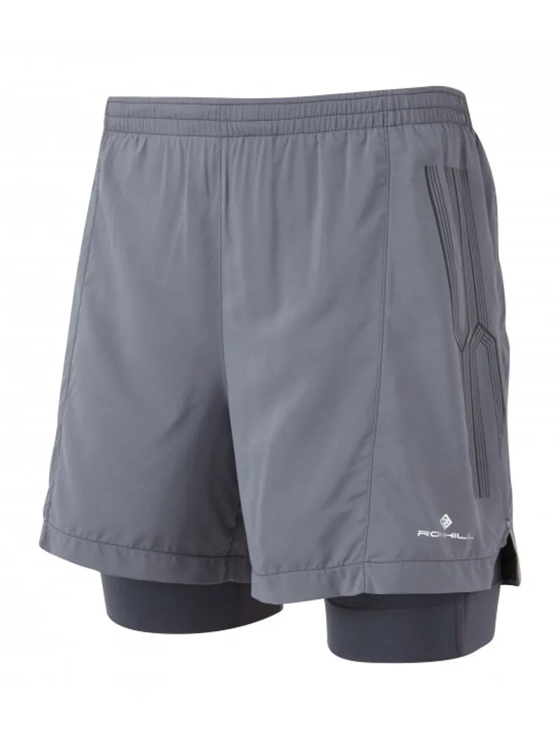 Ronhill Infinity Marathon Mens Twin Short in Charcoal/Grey
