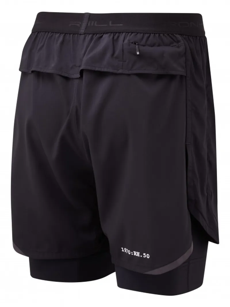 Ronhill Stride Revive Mens Twin Short in All Black-1