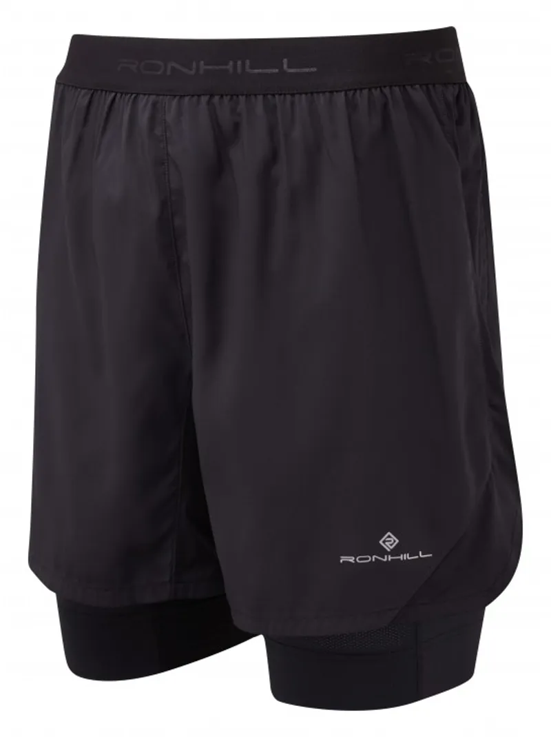 Ronhill Stride Revive Mens Twin Short in All Black