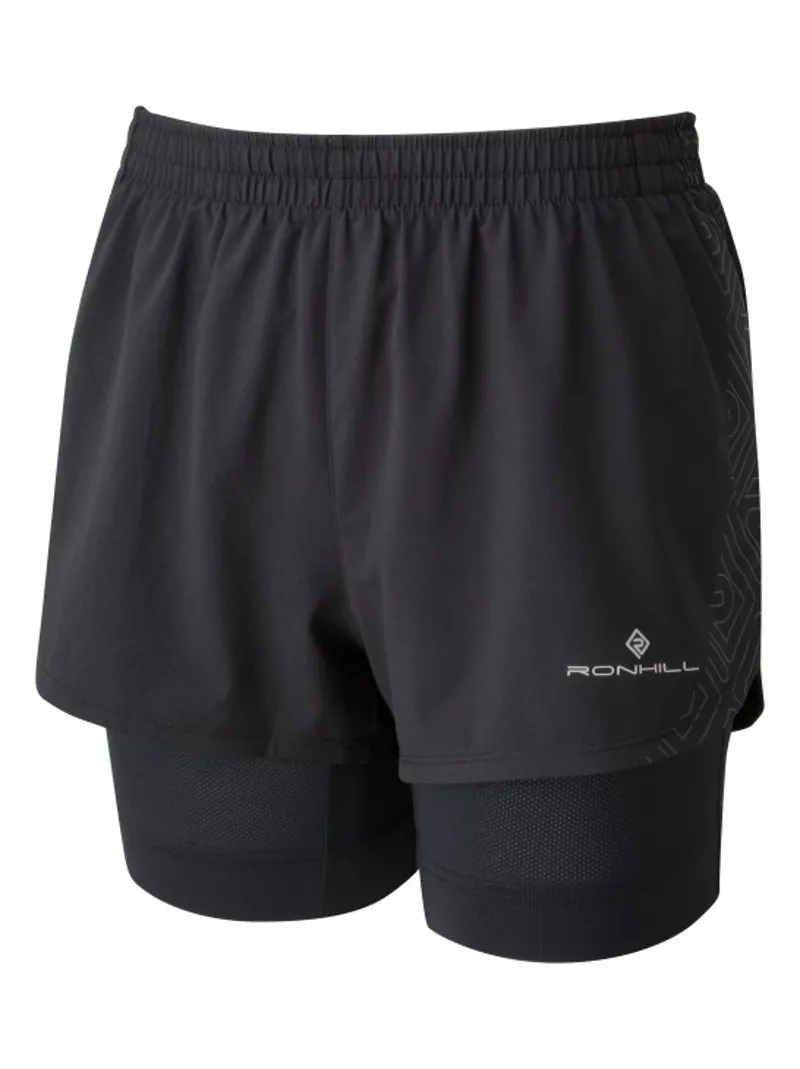 Ronhill Womens Infinity Marathon Twin Short in All Black