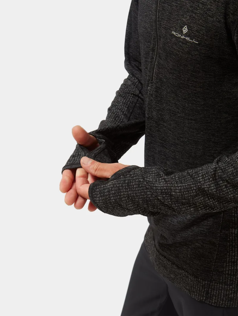 Ronhill Mens Life Seamless Hoodie in Black Marl-7
