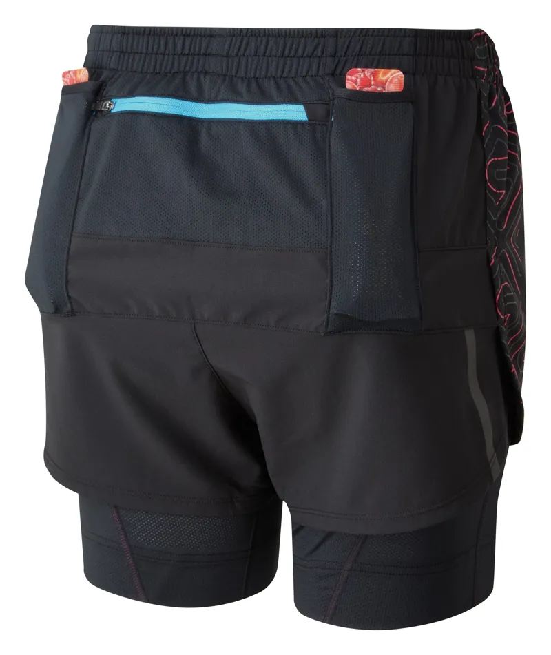 Ronhill Infinity Marathon Womens Twin Short Black/Sky Blue-1