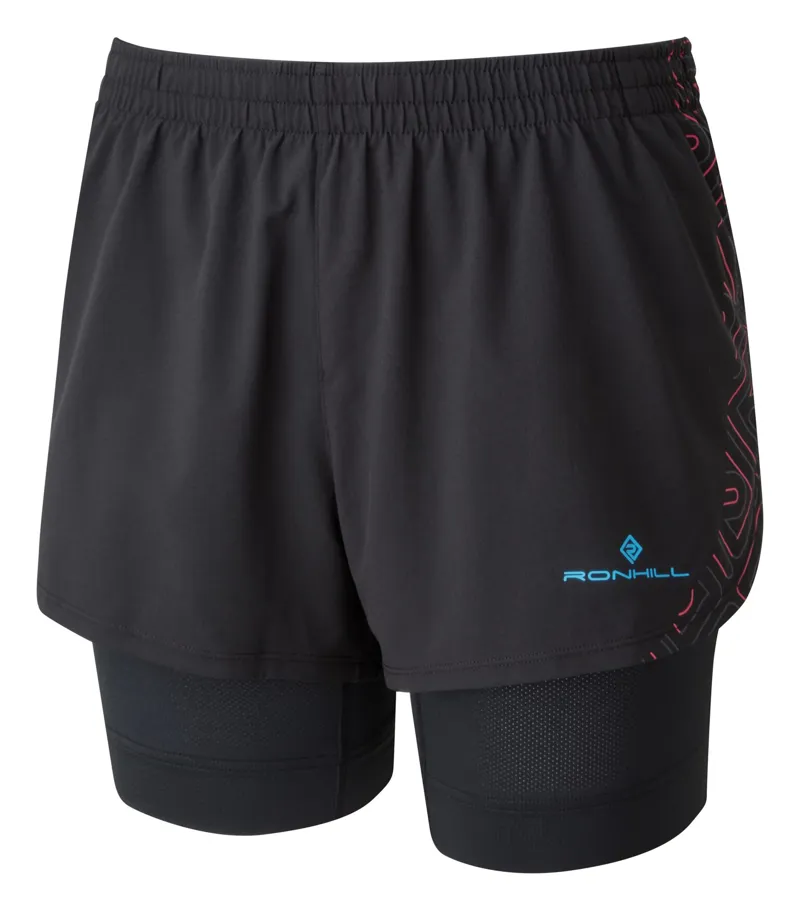 Ronhill Infinity Marathon Womens Twin Short Black/Sky Blue