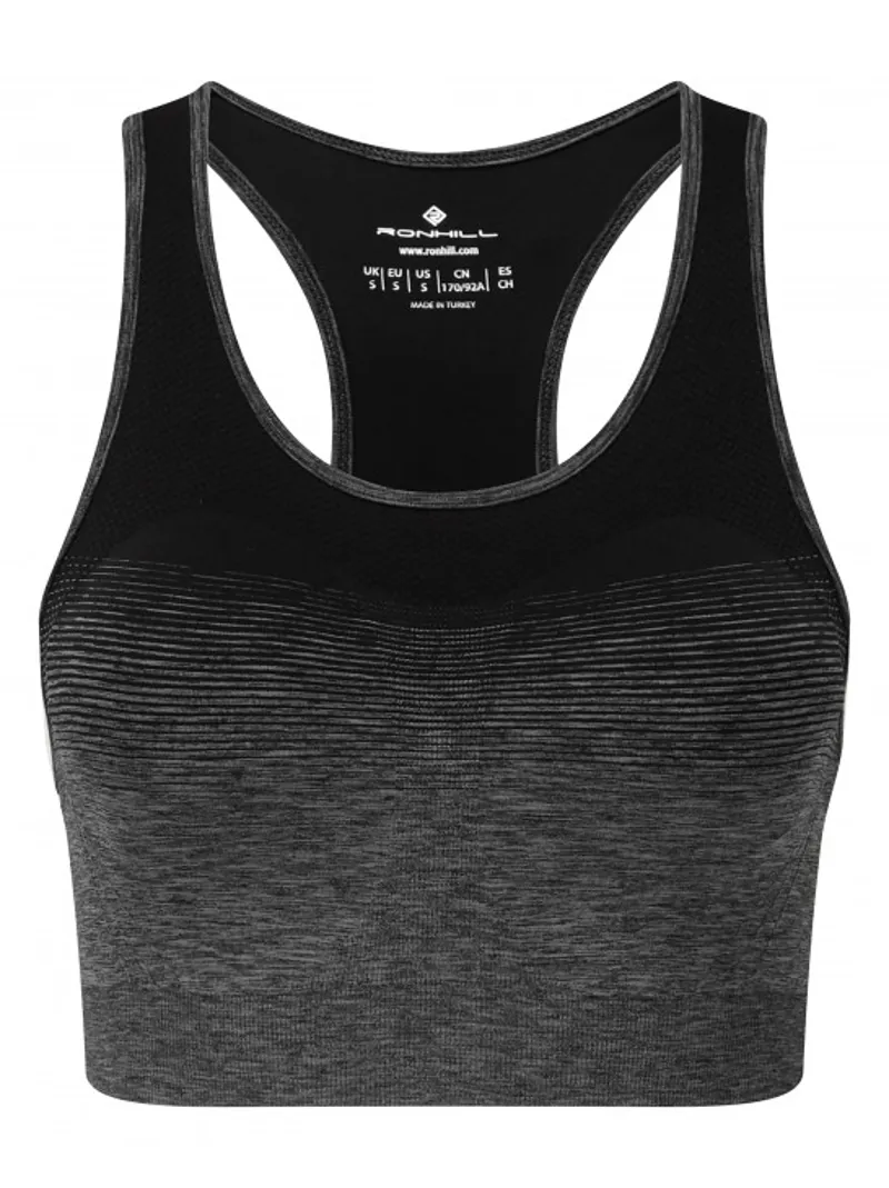 Ronhill Womens Momentum Run Bra in Black/Grey Marl