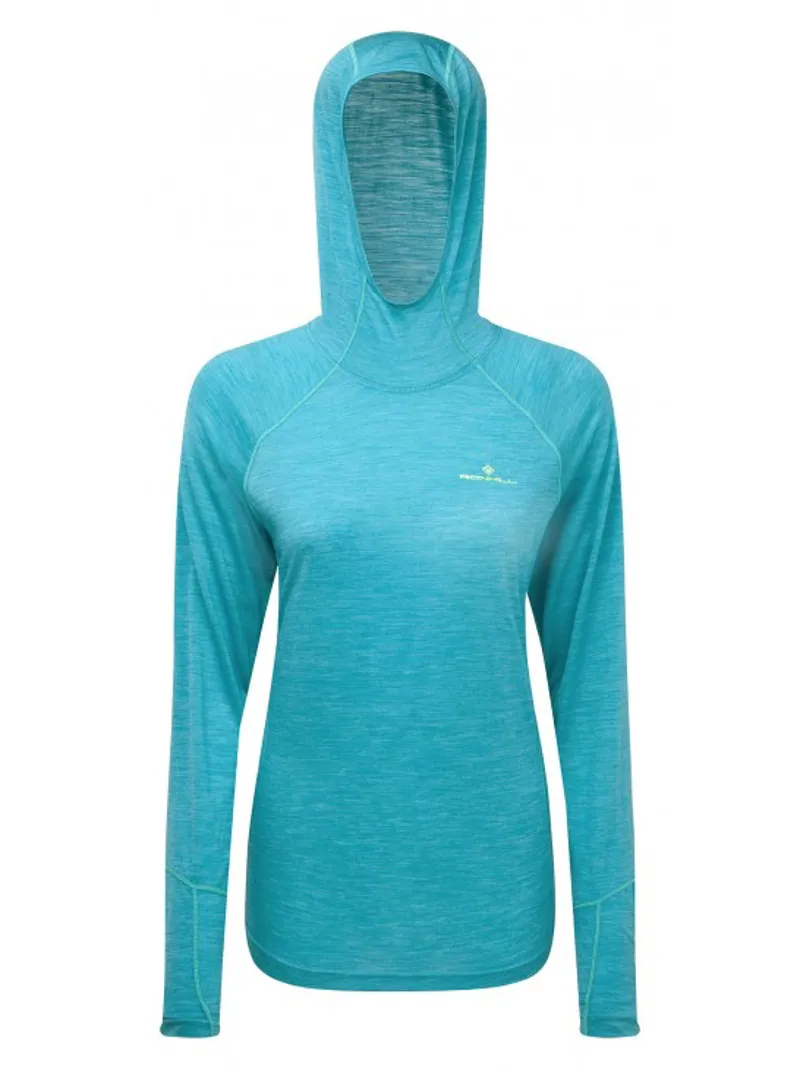 Ronhill Womens Infinity Merino Hoodie in SpaGrnMarl/FlYel