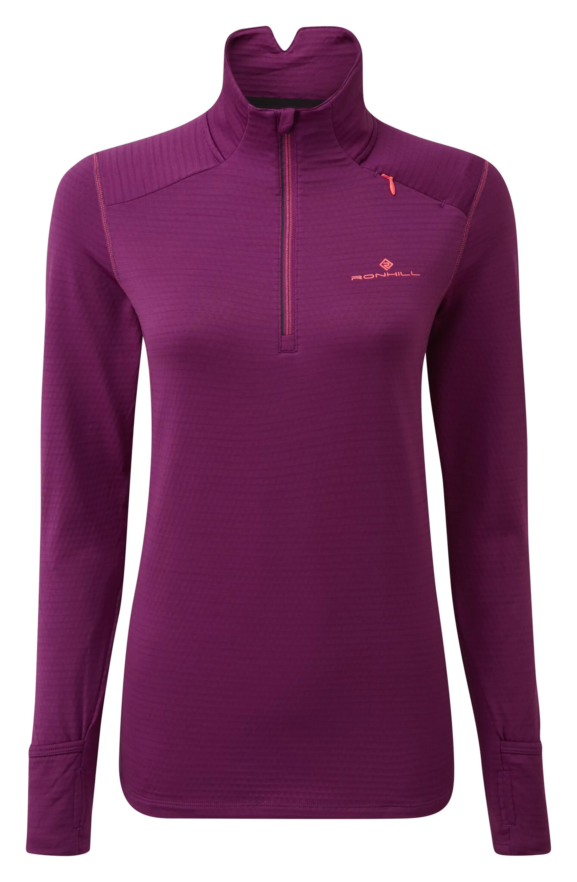 Ronhill Stride Matrix Womens 1 2 Zip Tee in Grape Juice HCoral