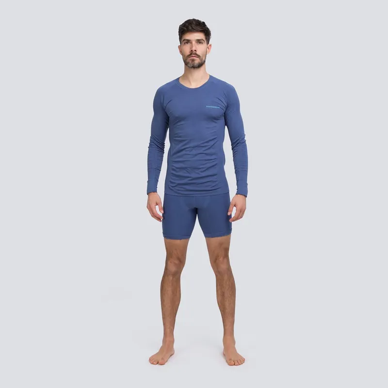 Runderwear Men's Running Long Sleeve Base Layer in Blue-1