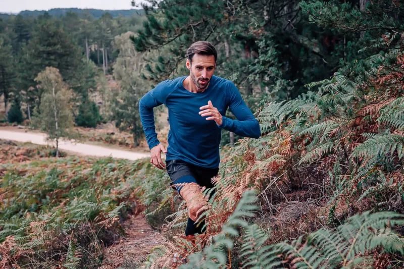 Runderwear Men's Running Long Sleeve Base Layer in Blue-8