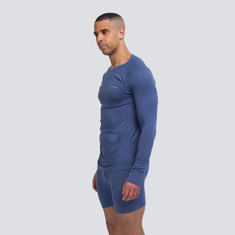 Runderwear Men's Running Long Sleeve Base Layer in Blue-2