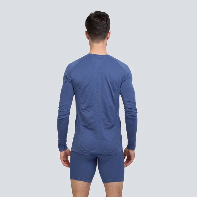 Runderwear Men's Running Long Sleeve Base Layer in Blue-3