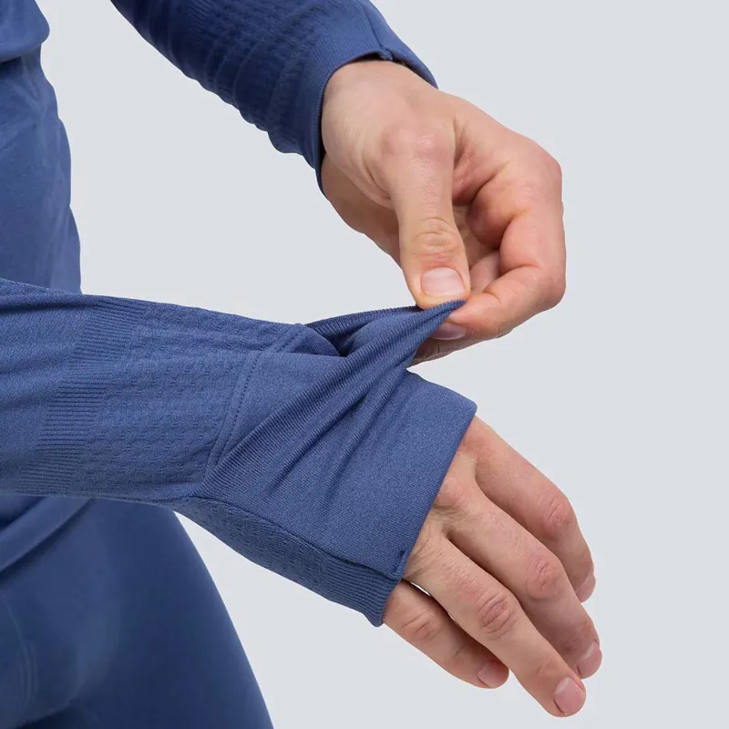 Runderwear Men's Running Long Sleeve Base Layer in Blue-6