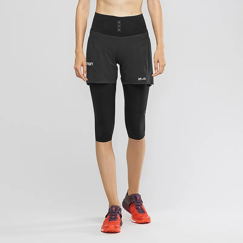Salomon Womens S/LAB Short 6 in Black-1