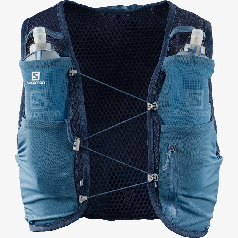 Salomon Active Skin 8 Set Unisex Running Pack in Copen Blue/Dark Denim-1