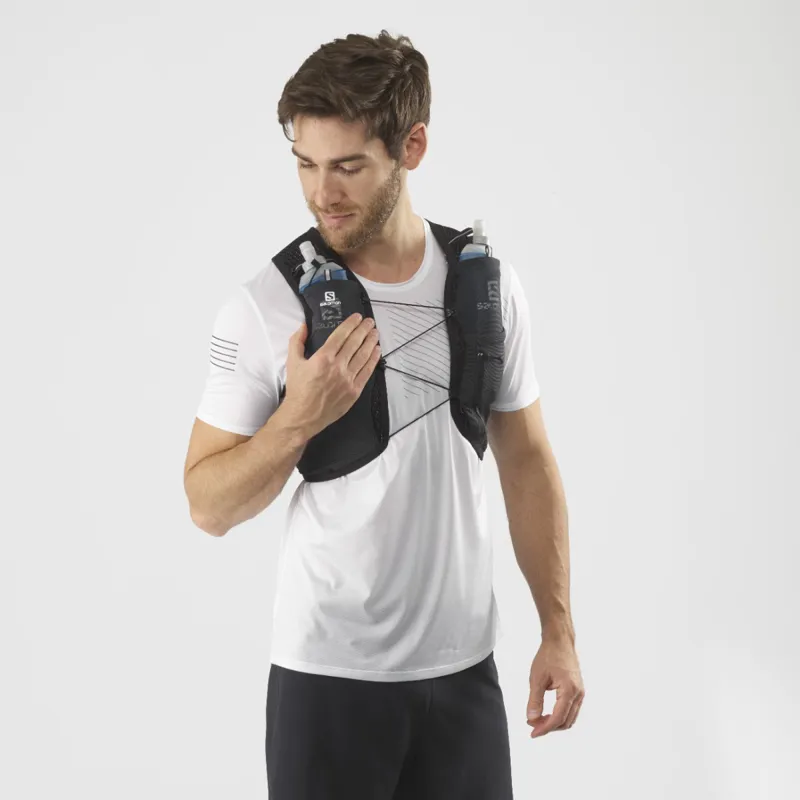 Salomon Active Skin 4 Set Unisex Running Pack in Ebony/Black-2