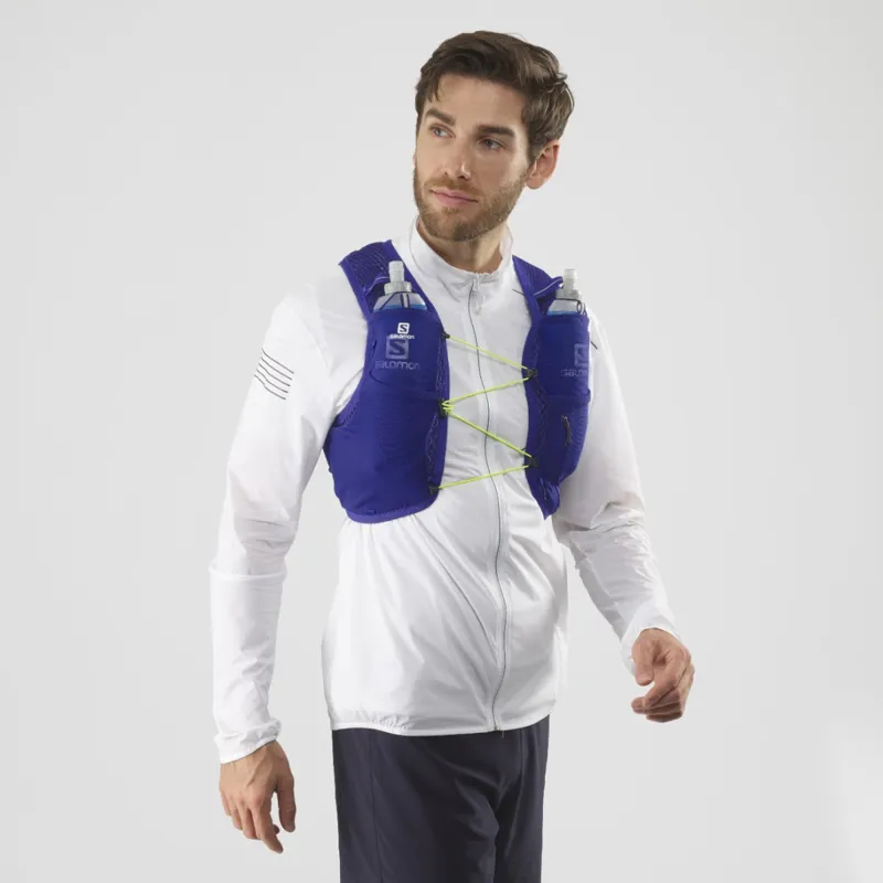 Salomon Active Skin 4 Set Unisex Running Pack in Clematis Blue/Safety Yellow-1