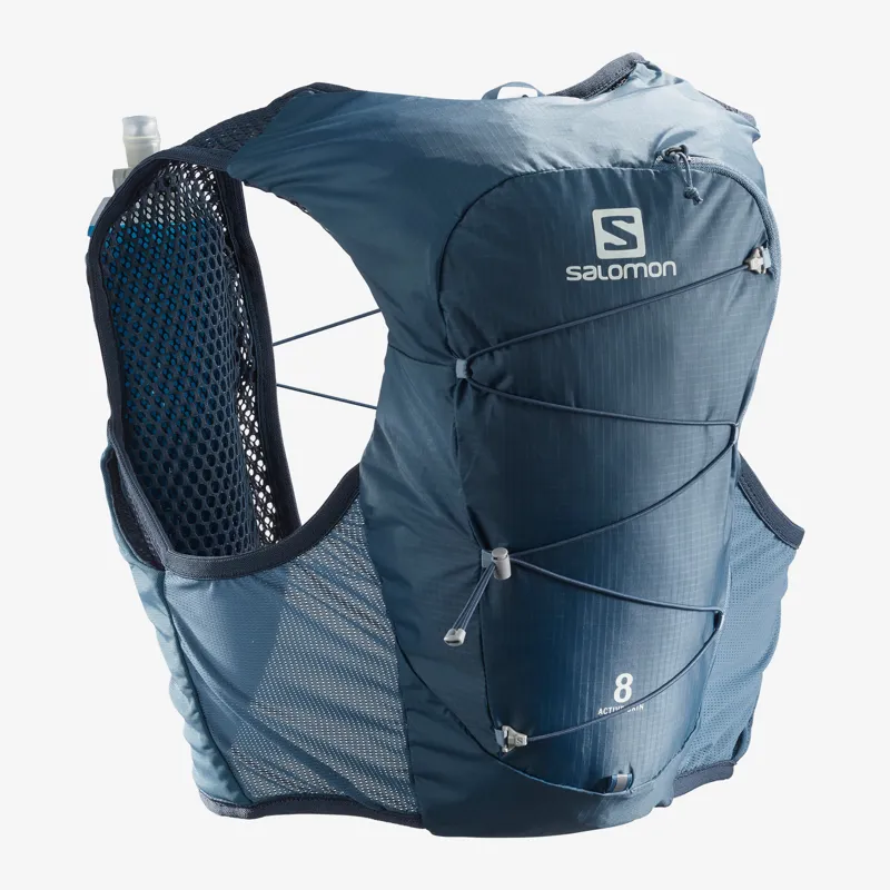Salomon Active Skin 8 Set Unisex Running Pack in Copen Blue/Dark Denim