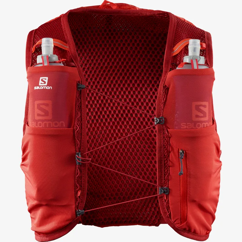 ウォーキング・ランニングウェア Salomon ACTIVE SKIN 8 SET Valiant Poppy Salomon Active Skin 8 Unisex Running Pack Vest ValiantPoppy/RedDa