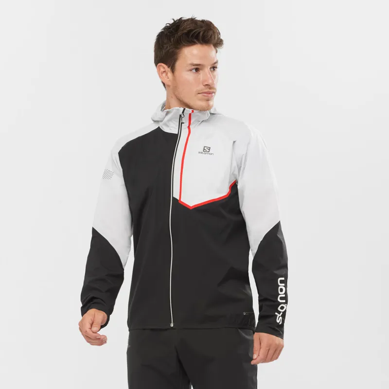 Salomon Bonatti Trail Men's Waterproof Running Jacket in White/Black-2