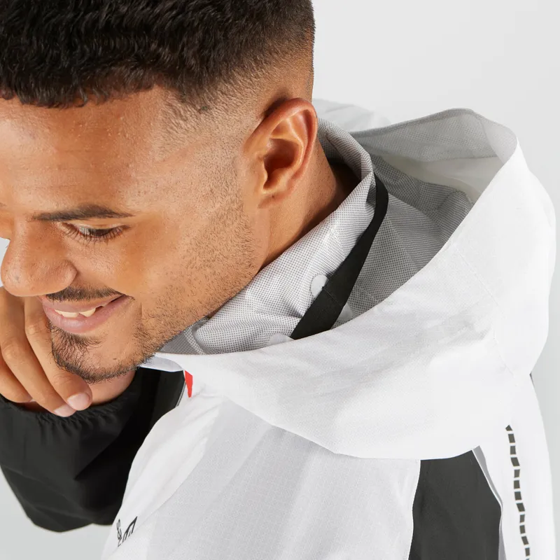 Salomon Bonatti Trail Men's Waterproof Running Jacket in White/Black-5