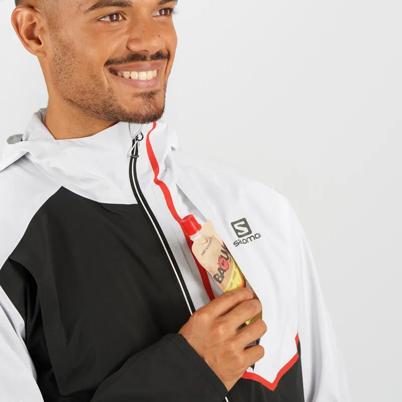 Salomon Bonatti Trail Men's Waterproof Running Jacket in White/Black-6