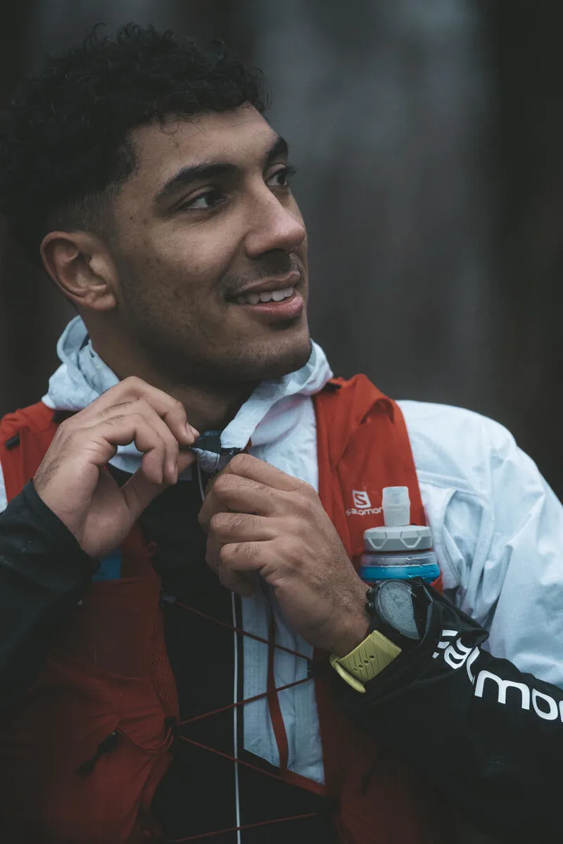 Salomon Bonatti Trail Men's Waterproof Running Jacket in White/Black-12