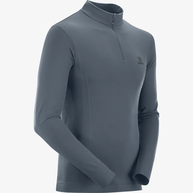 Salomon Explore Seamless Half Zip Mens Midlayer in Ebony-2