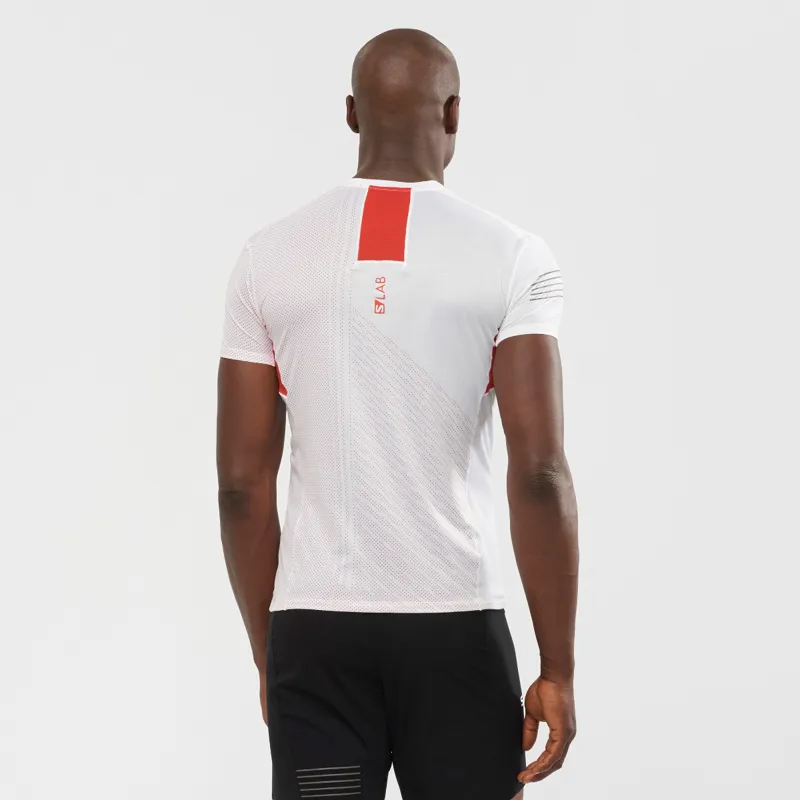 Salomon S/LAB Sense Mens Running T-Shirt in White/Racing Red-2