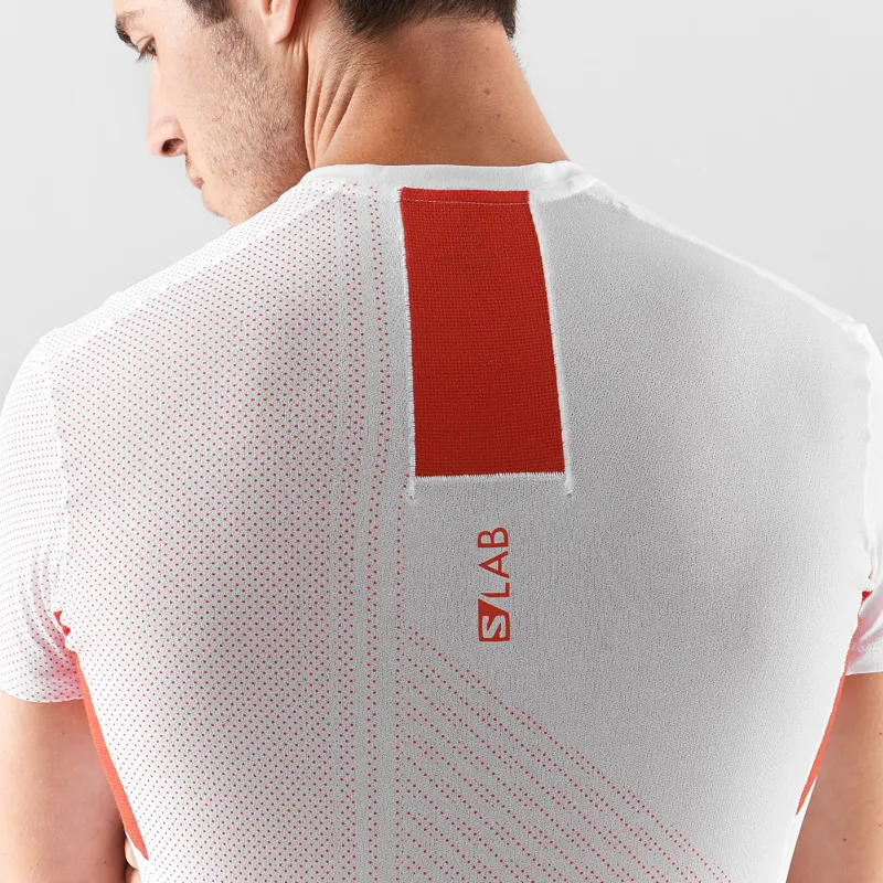 Salomon S/LAB Sense Mens Running T-Shirt in White/Racing Red-4