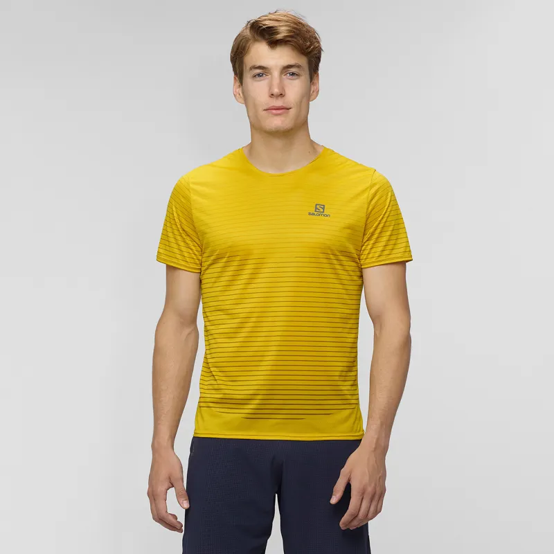 Salomon Sense Mens Running T-Shirt in Lemon Curry/Arrow Wood-3