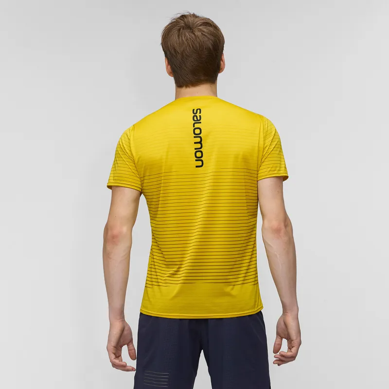 Salomon Sense Mens Running T-Shirt in Lemon Curry/Arrow Wood-4
