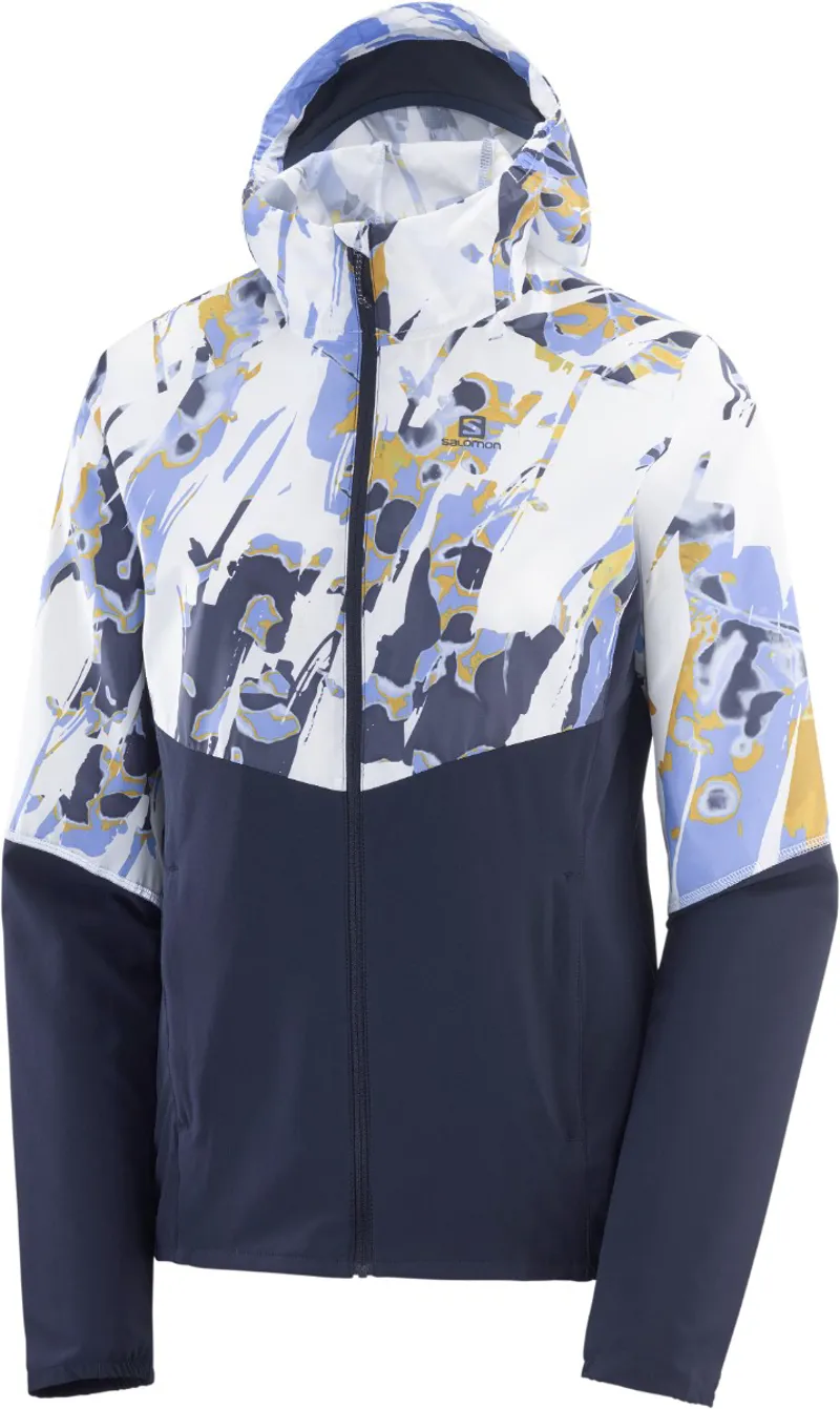 Salomon Agile FZ Hoodie Women's Running Wind Jacket in Night Sky/White