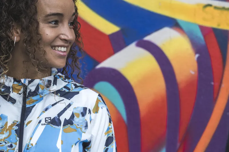 Salomon Agile FZ Hoodie Women's Running Wind Jacket in Night Sky/White-5