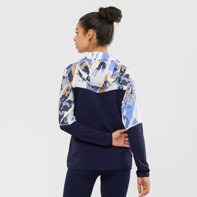 Salomon Agile FZ Hoodie Women's Running Wind Jacket in Night Sky/White-4