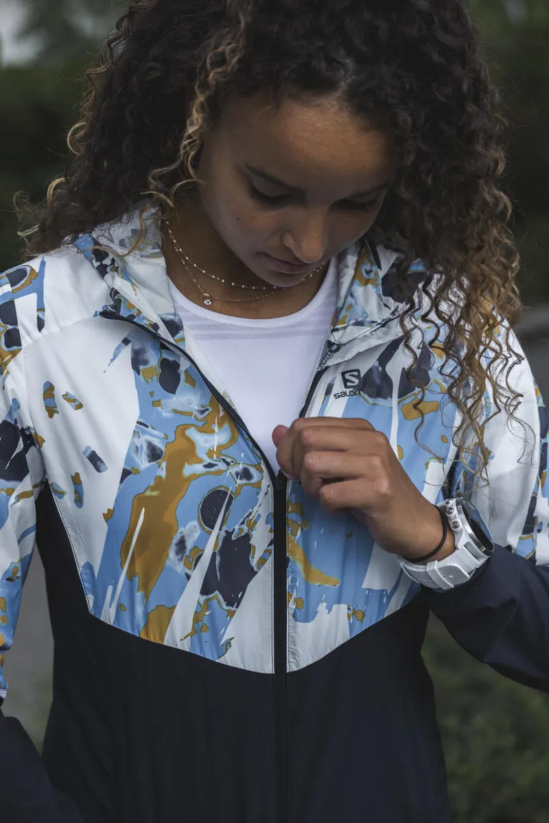 Salomon Agile FZ Hoodie Women's Running Wind Jacket in Night Sky/White-6